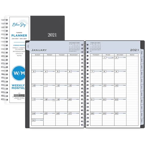 Blue Sky Weekly Monthly Planning Calendar
